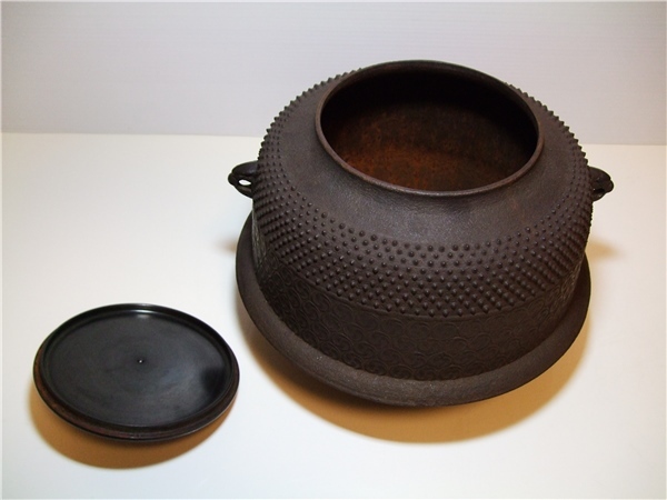 大幅値下 鋳師 金森紹栄 霰巴久 真形釜◇共箱/茶道具/古美術/時代品