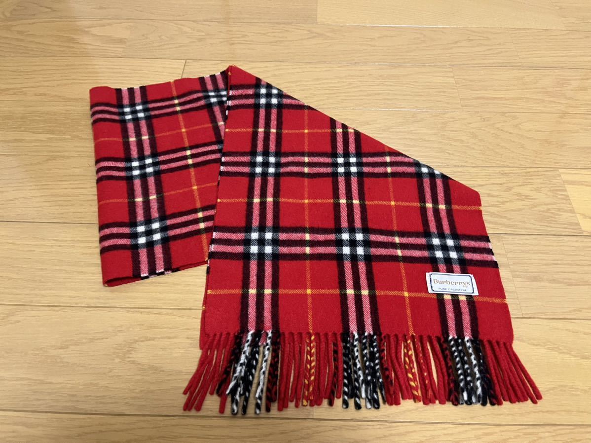 特売 BURBERRY バーバリー マフラー カシミア100％ ピンク系 美品 送料