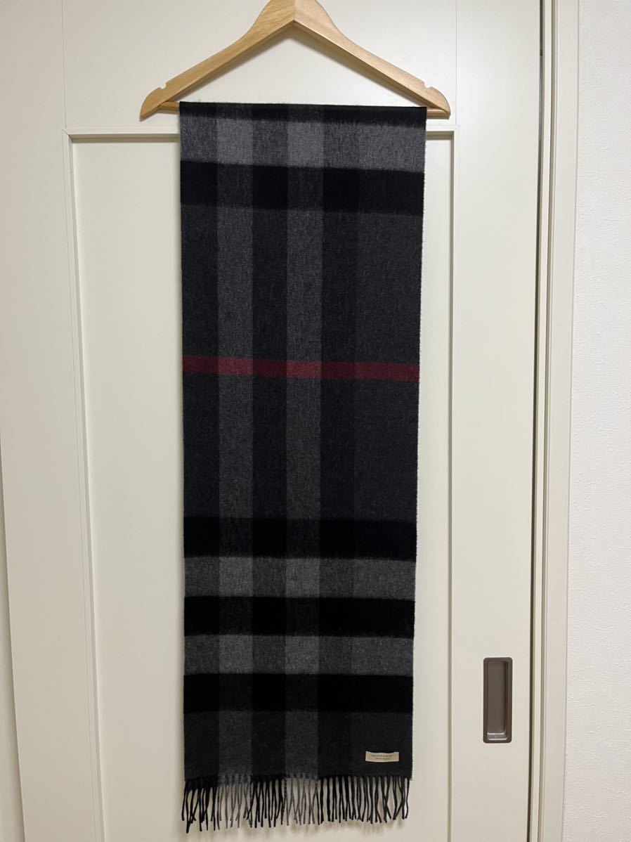 BURBERRY バーバリー マフラー カシミア100% 大判マフラー チャコール