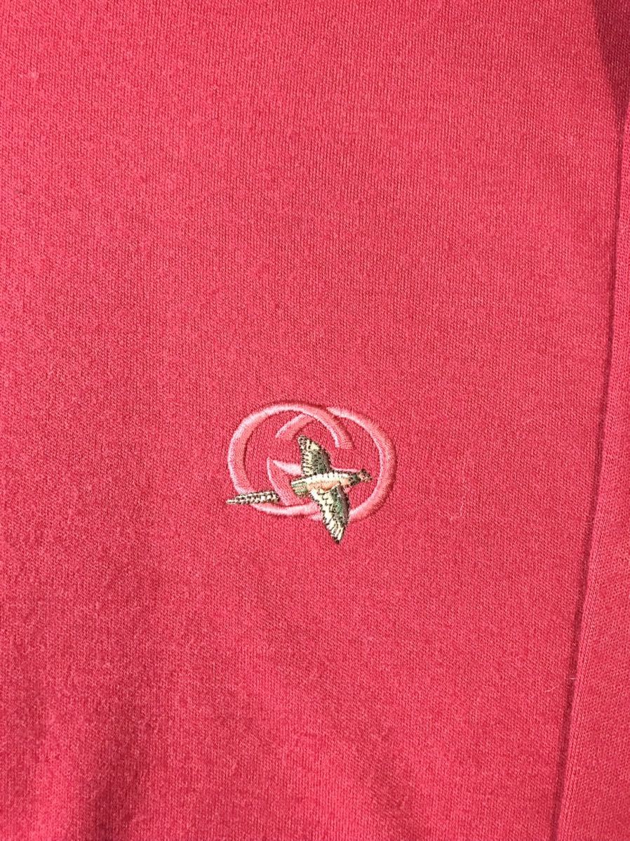 (D) VINTAGE GUCCI Old Vintage Gucci Logo embroidery ta-toru neck knitted M red group sweater 