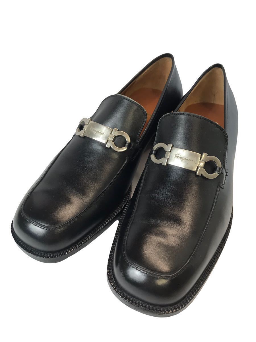 国産品 Salvatore (D) Ferragamo 革靴 シューズ レザー ブラック 7.5