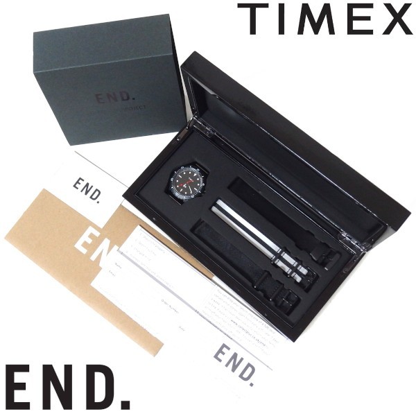 極美品 END.xTimex Navi XL Watch 替えベルト付き クォーツ 腕時計 黒 エンド タイメックス