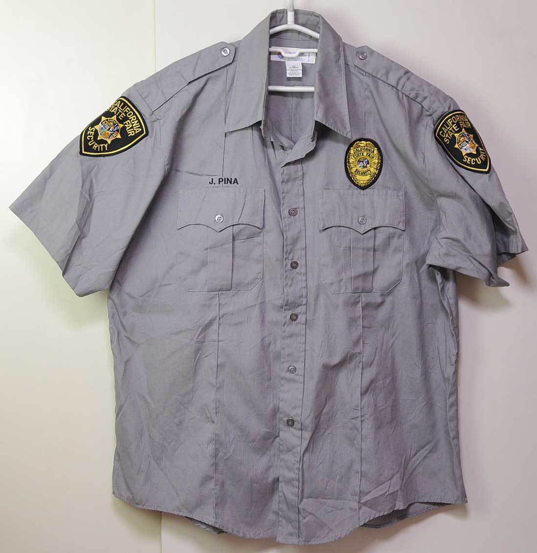 古着●アメリカ警備員 半袖シャツ カリフォルニア州ステートフェア XL ステッチほどけ xwpの画像2