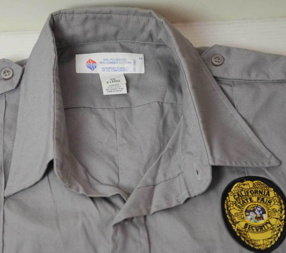 古着●アメリカ警備員 半袖シャツ カリフォルニア州ステートフェア XL ステッチほどけ xwpの画像4