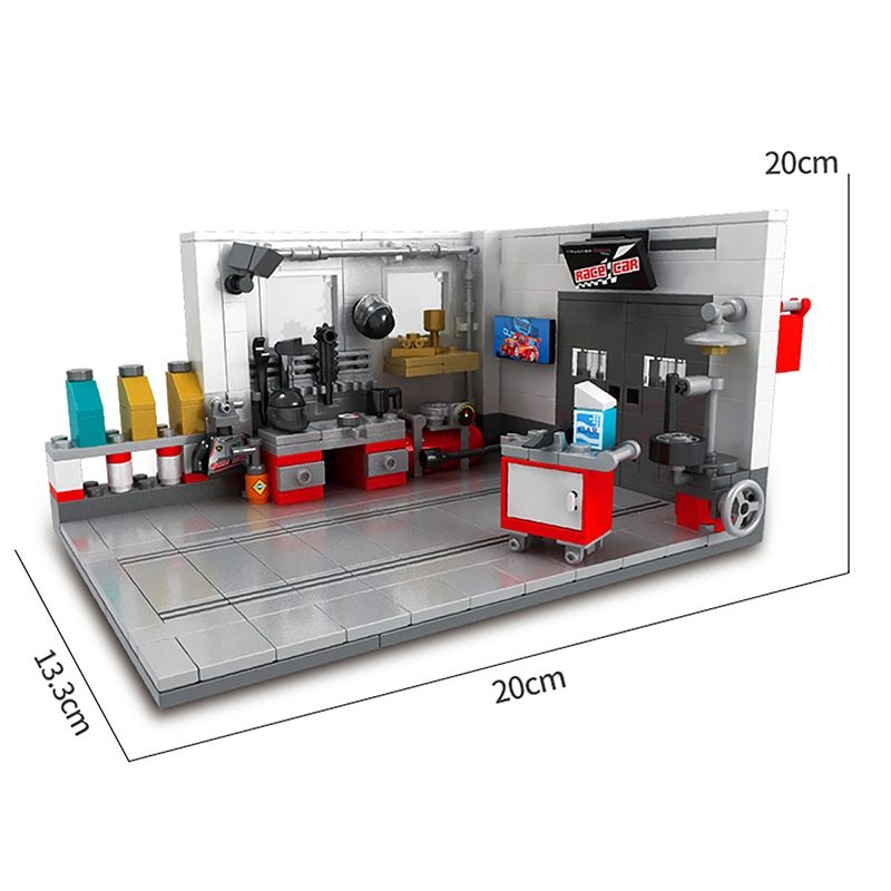 レースカー ガレージ LEGO互換ブロック玩具_画像2