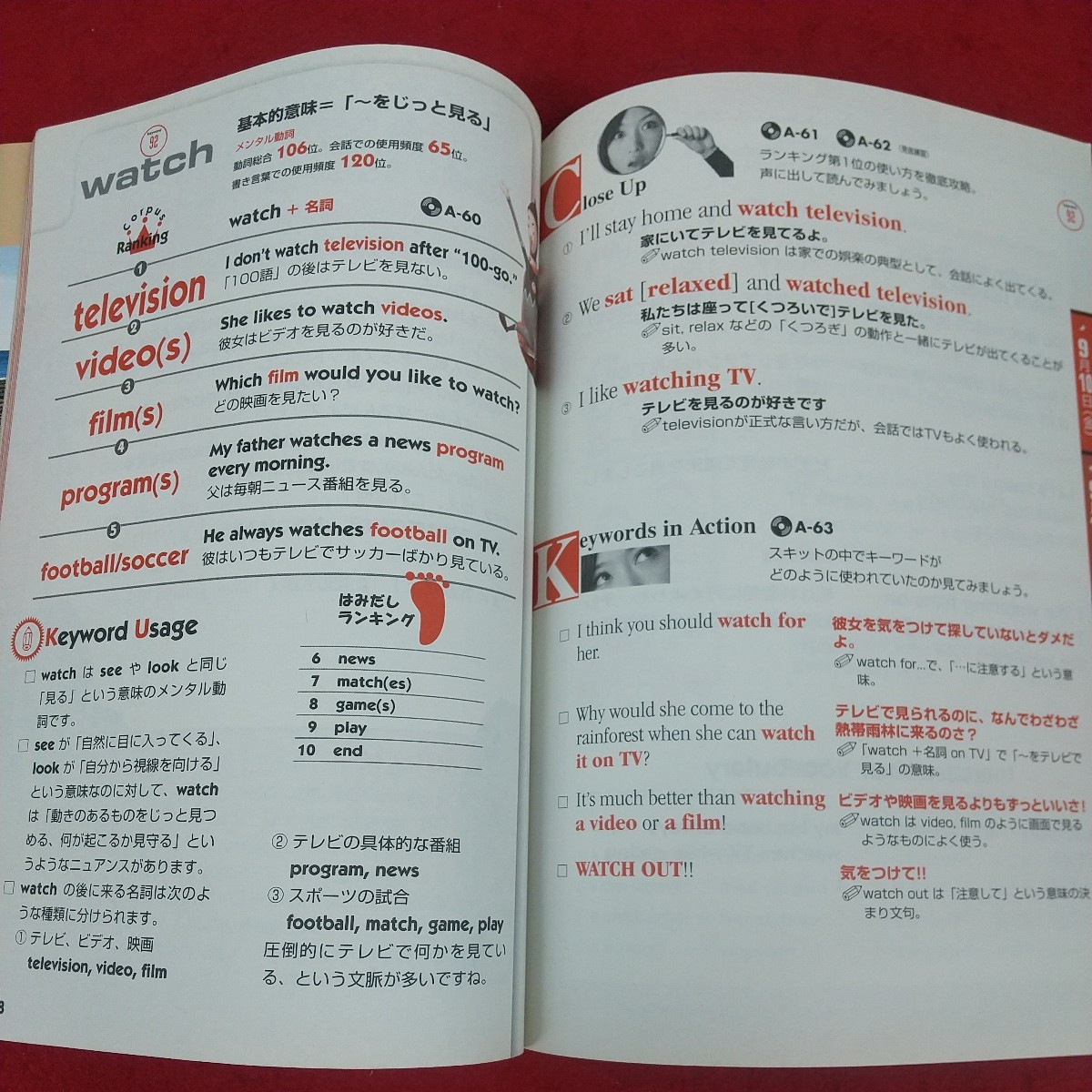 f-609※10 NHKテレビ 100語でスタート!英会話 2004年9月号 講師=投野由紀夫 2004年9月1日発行 日本放送出版協会 100のキーワード一覧_画像7