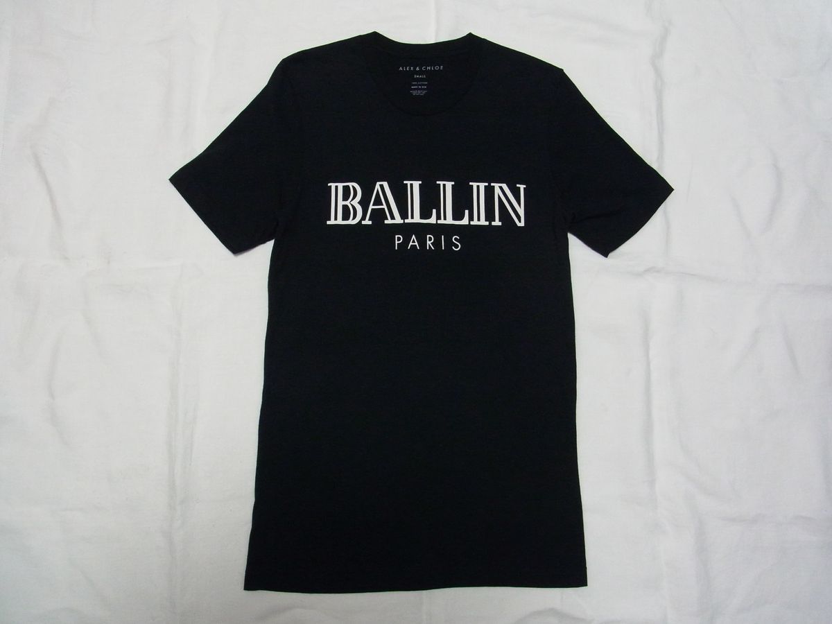 ☆美品・未着用☆ ALEX & CHLOE アレックス・アンド・クロエ BALLIN PARIS Tシャツ sizeS 黒 Made in USA ☆古着 ユニセックス 海外セレブ