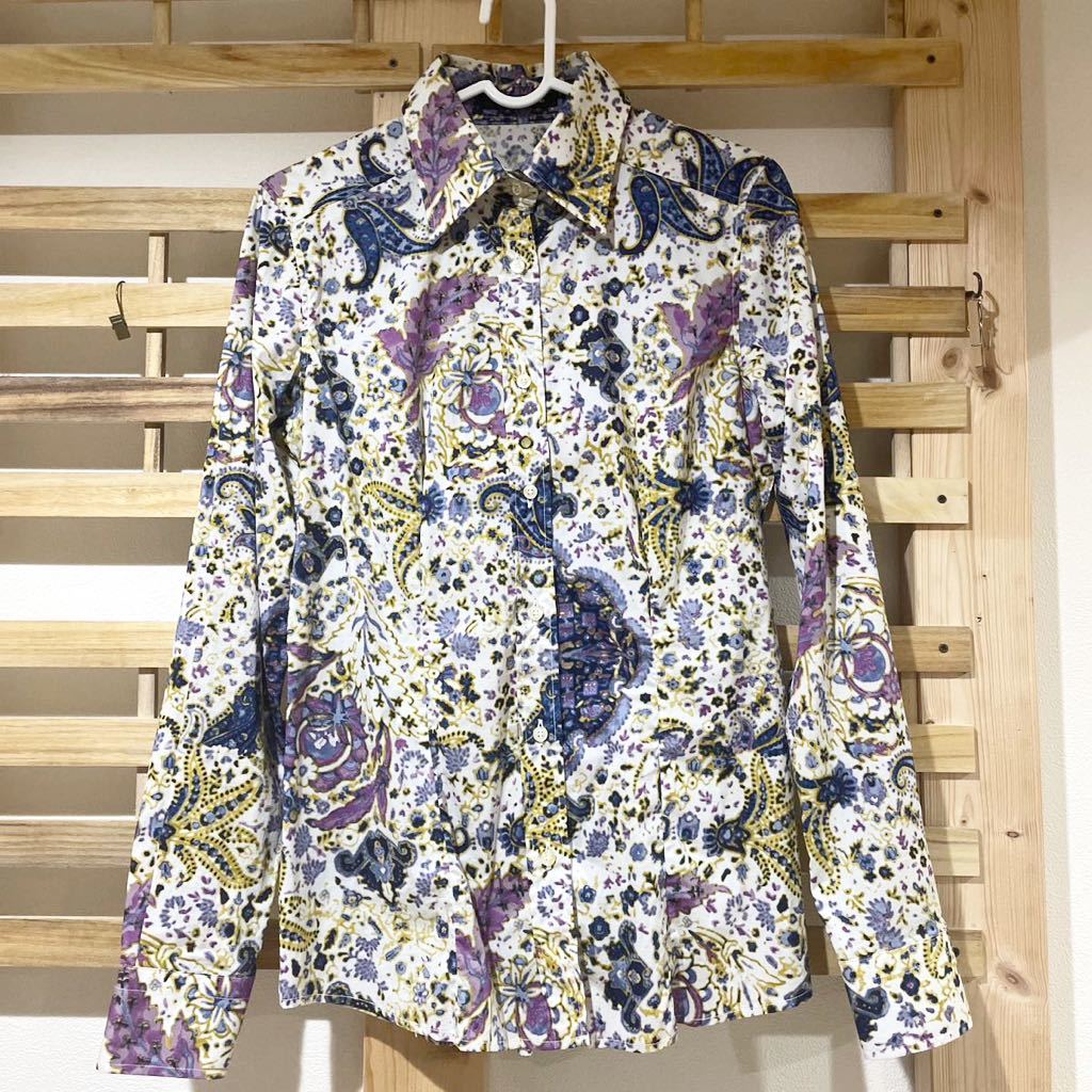 ETRO 長袖シャツ 総柄 花柄 サイズ42 イタリア-