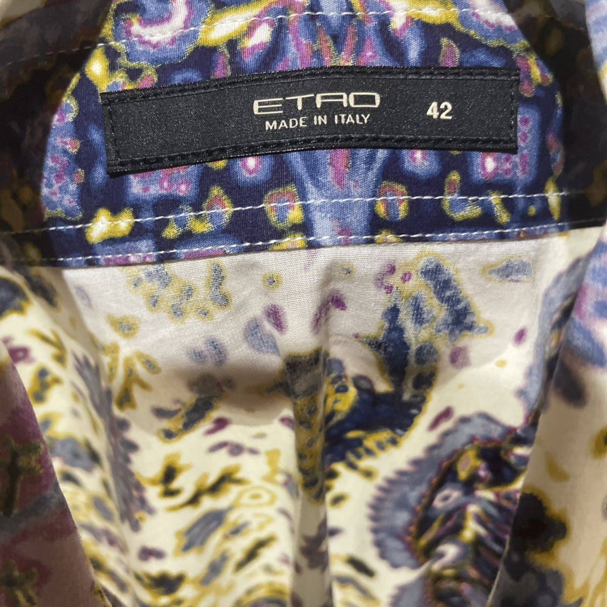 ETRO 長袖シャツ　総柄　花柄　サイズ42 イタリア製_画像2