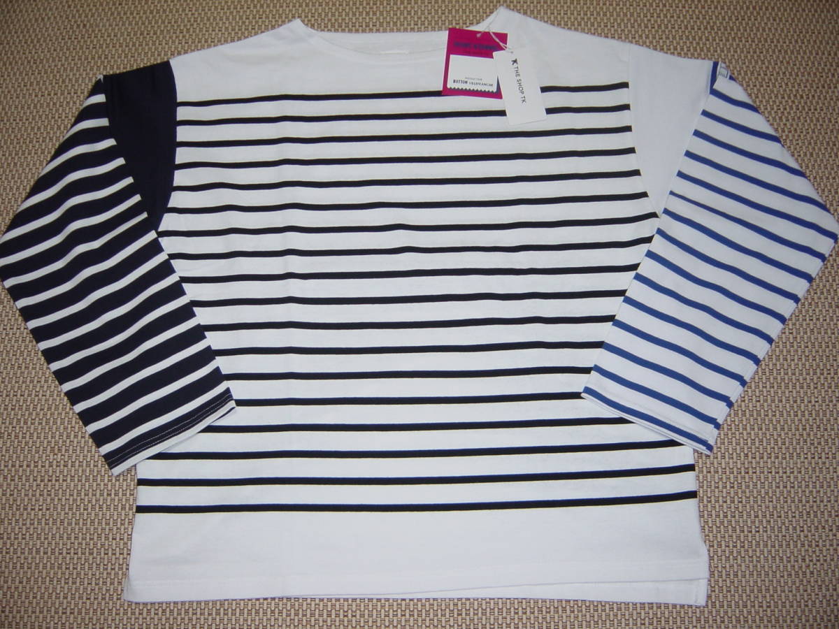  new goods unused *TK Takeo Kikuchi Random border pattern long sleeve shirt (L)