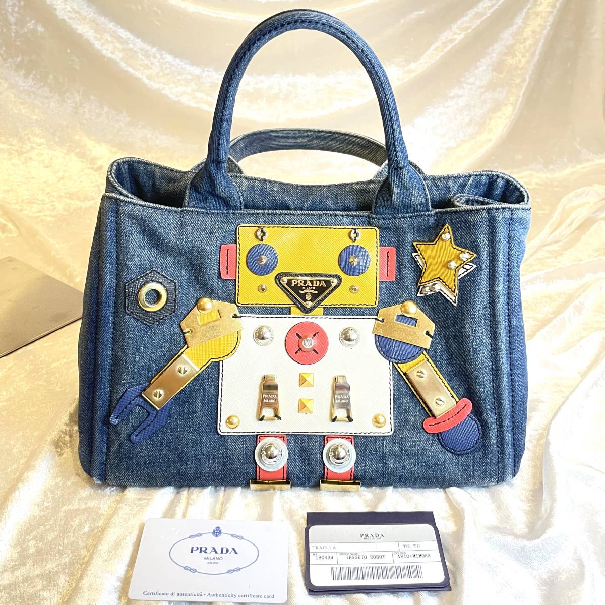 超希少】限定品 PRADA プラダ カナパ ロボット ハンドバッグ デニム