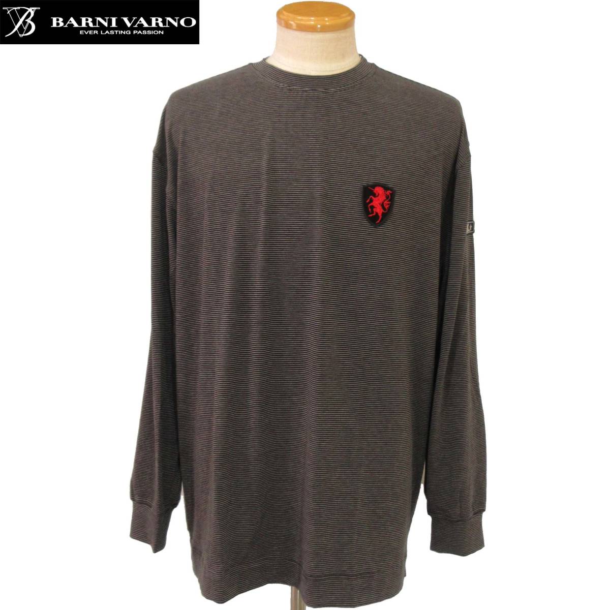 ★BARNIVARNO★SALE 長袖Ｔシャツ【黒グレーLL】秋冬モデル MTN4847 バーニヴァーノ