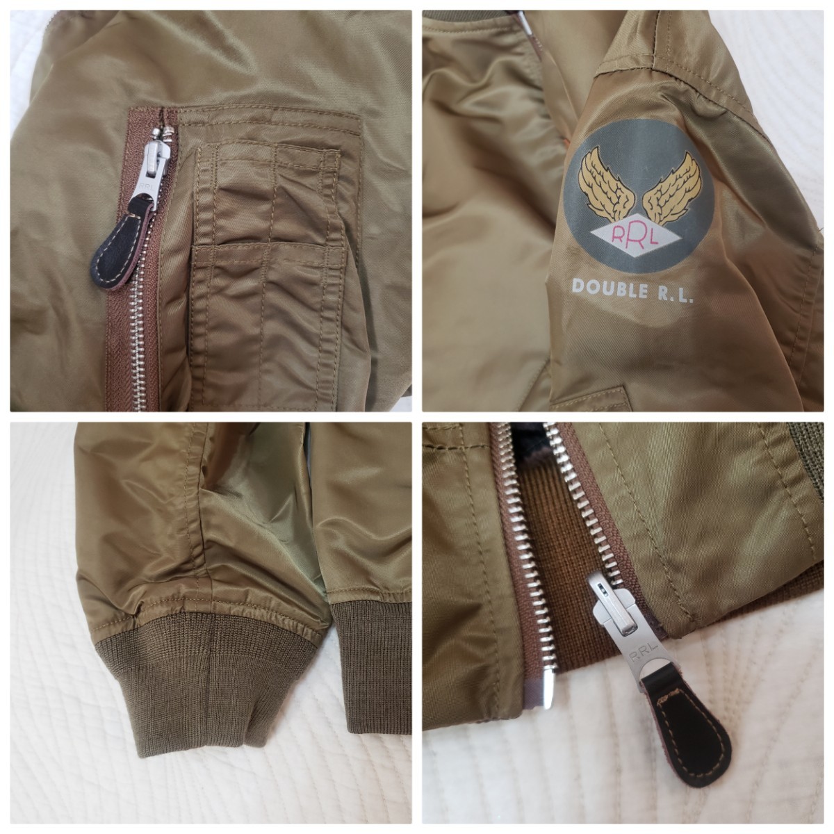 【未使用/B'z稲葉浩志着用/超入手困難モデル/ゴールデンサイズL】RRL Reversible flight jacket MA-1とL-2Aのハイブリッド/定価 125400円!!_画像7