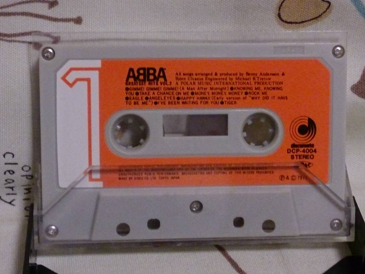 カセットテープ「ABBA / GREATEST HITS Vol.２」DCP-4004 動作未確認、保証なしの画像1