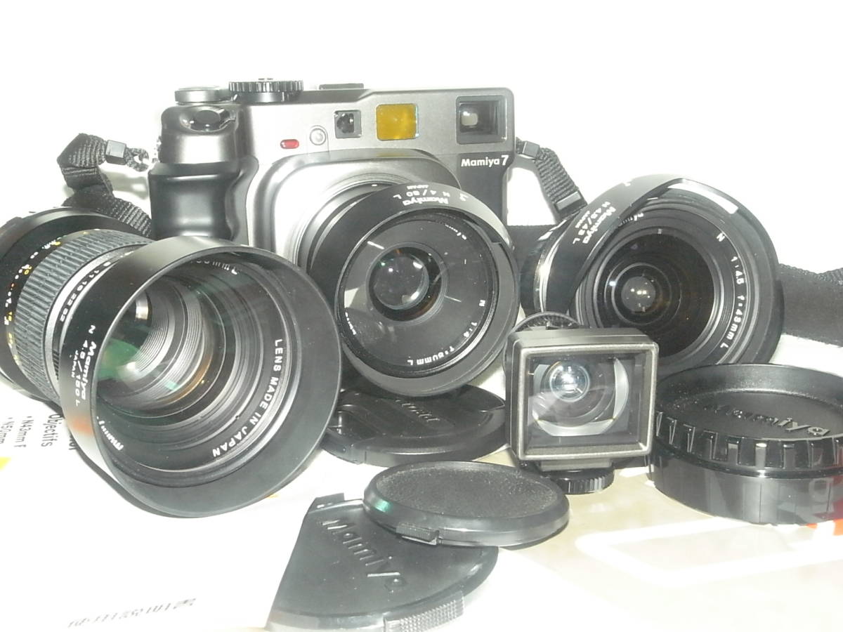 お買得】 中判カメラ、Mamiya7 レンズ3本付き（内４５mm用ファインダー