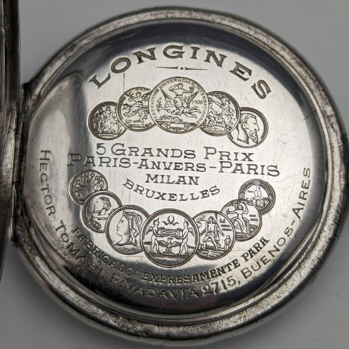 1902年頃 アンティーク ロンジン 懐中時計 アール・ヌーヴォー彫刻 銀側ハンターケース 動作良好_画像8