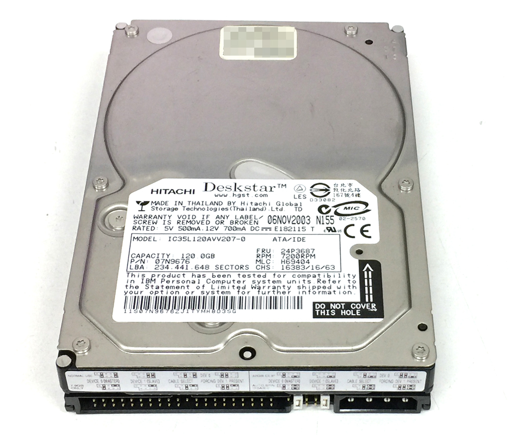 HITACHI(HGST) Deskstar IC35L120AVV207-0 E-IDE 120GB_画像1