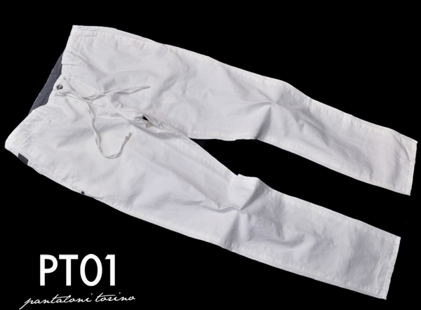 新品常規37,000 PT 01 Pete Zero Uno“FORWARD”棉質×亞麻拉繩褲（白色48“83厘米”） 原文:新品正規3.7万 PT01 ピーティーゼロウーノ「FORWARD」コットン×リネン ドローコードパンツ ( ホワイト色 48 「83cm」)