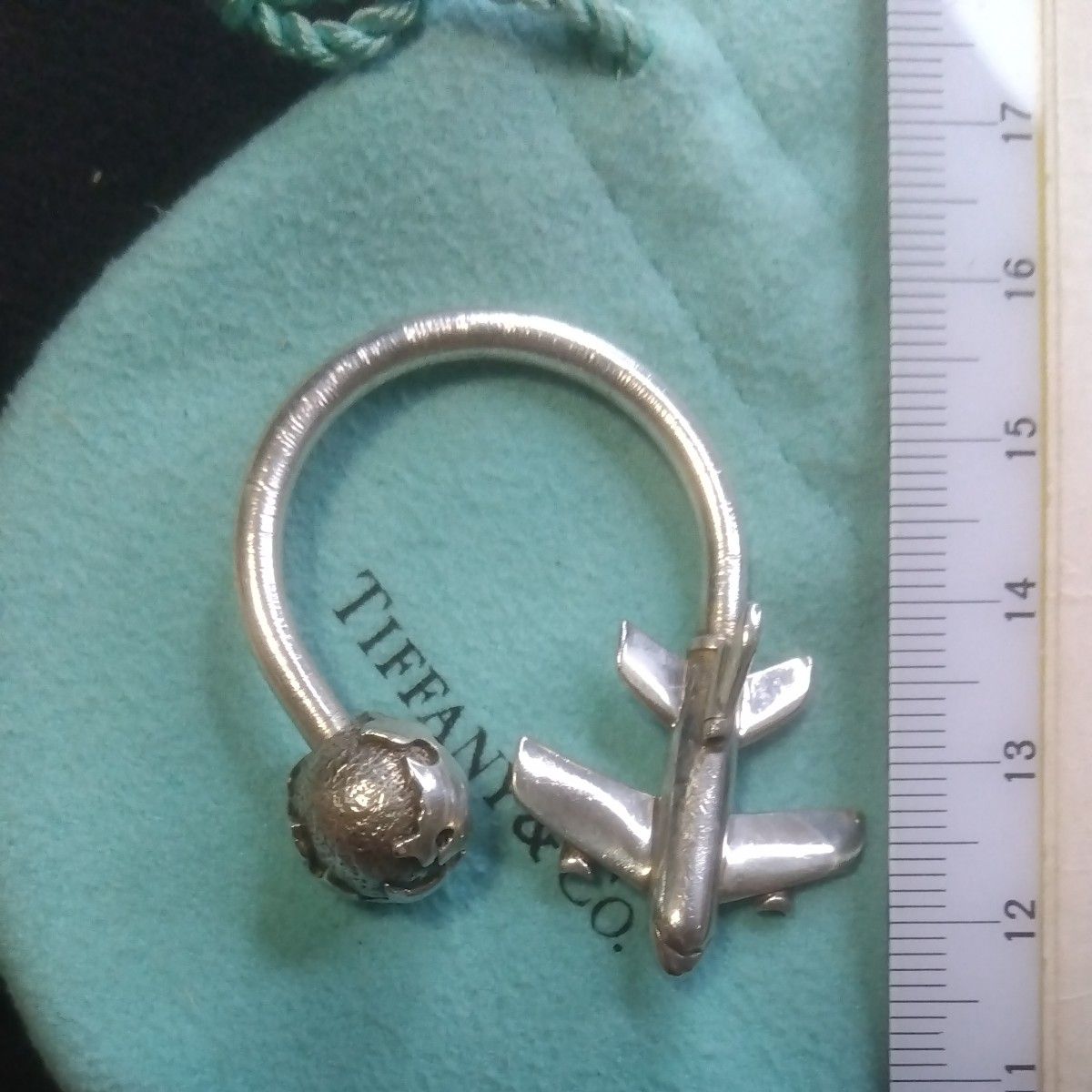 ティファニー Tiffany&Co 飛行機×地球モチーフ シルバー キーリング/キーホルダー【比較的美品、希少?】