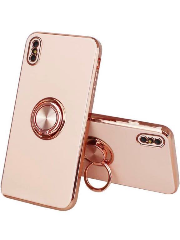 N-68 JOOBOY iPhone Xs 用 ケース iPhoneX 用 ケース リング付き メッキ加工 レンズ保護 tpu ソフト ストラップホール付き 耐衝撃 訳あり_画像1