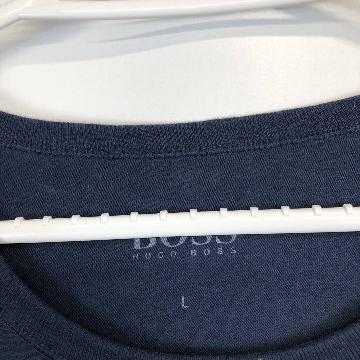 HUGO BOSS short sleeves T-shirt navy L size cotton 100