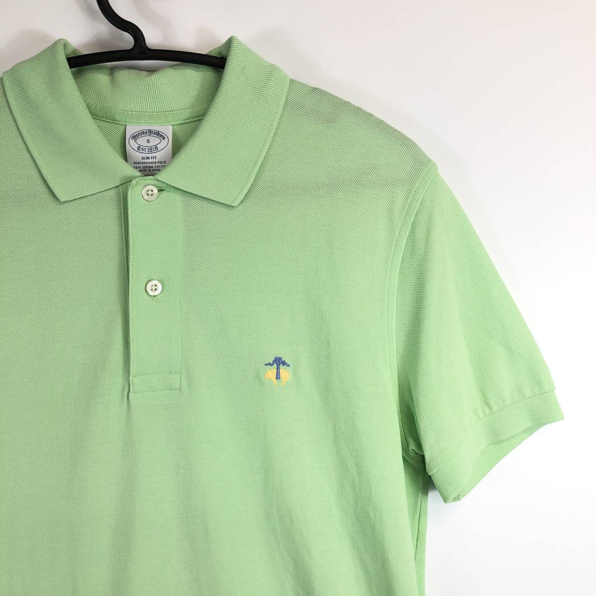 ブルックスブラザーズ Brooks Brothers 半袖ポロシャツ 薄いグリーン系 Sサイズ SLIM FIT