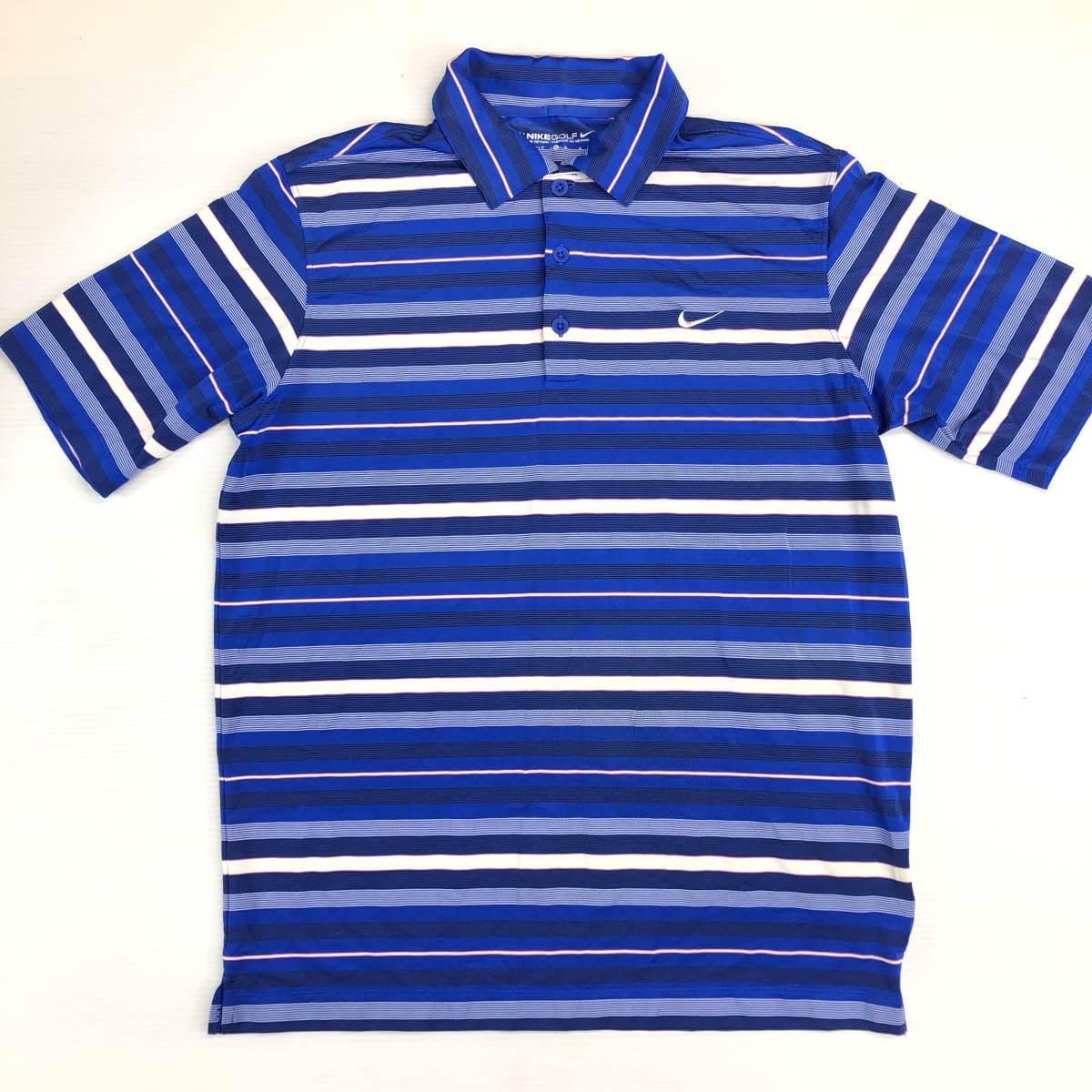 NIKE GOLF ナイキゴルフ 半袖速乾ポロシャツ ブルー ボーダー メンズM