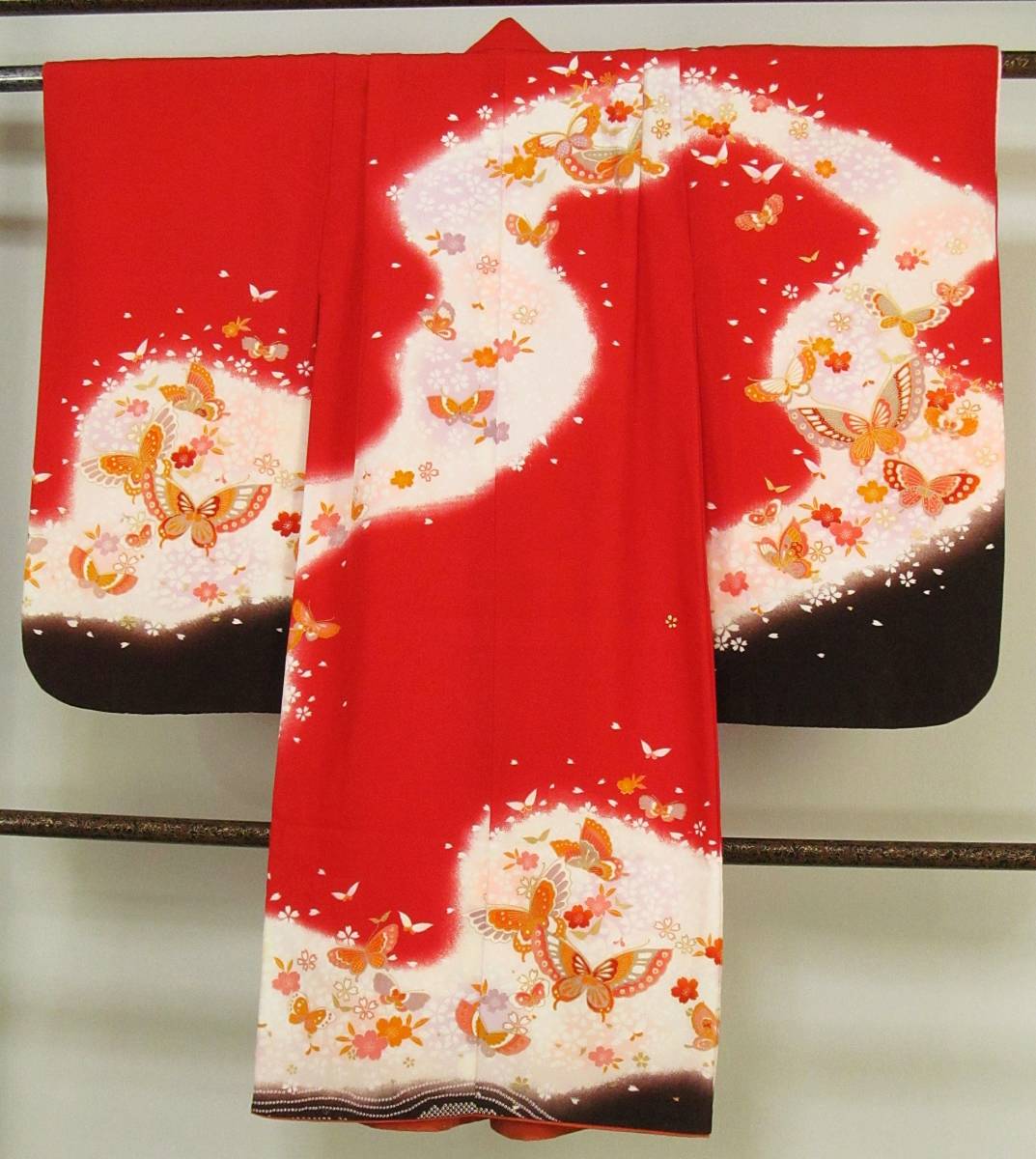 shi79.. женщина . кимоно с длинными рукавами нижняя рубашка . комплект 3 лет для бабочка Sakura рисунок прекрасный товар длина 100cm "Семь, пять, три" 