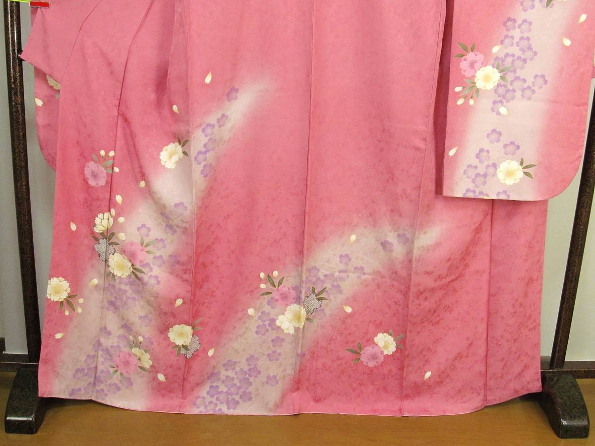 さ195　正絹　振袖　ピンク色系地　桜柄　美品　身丈169ｃｍ_画像2