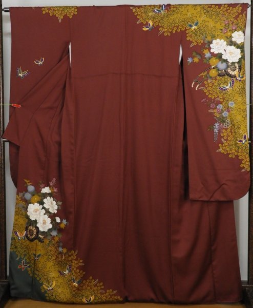 都3　正絹　振袖　花車　蝶　【美品】　身丈169cm_画像2