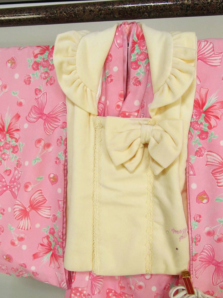 shi70.. женщина . кимоно с длинными рукавами . ткань комплект 3 лет для лента цветок Cherry рисунок Mezzo Piano прекрасный товар нижняя рубашка . мешочек есть * украшение для волос ..! длина 96cm