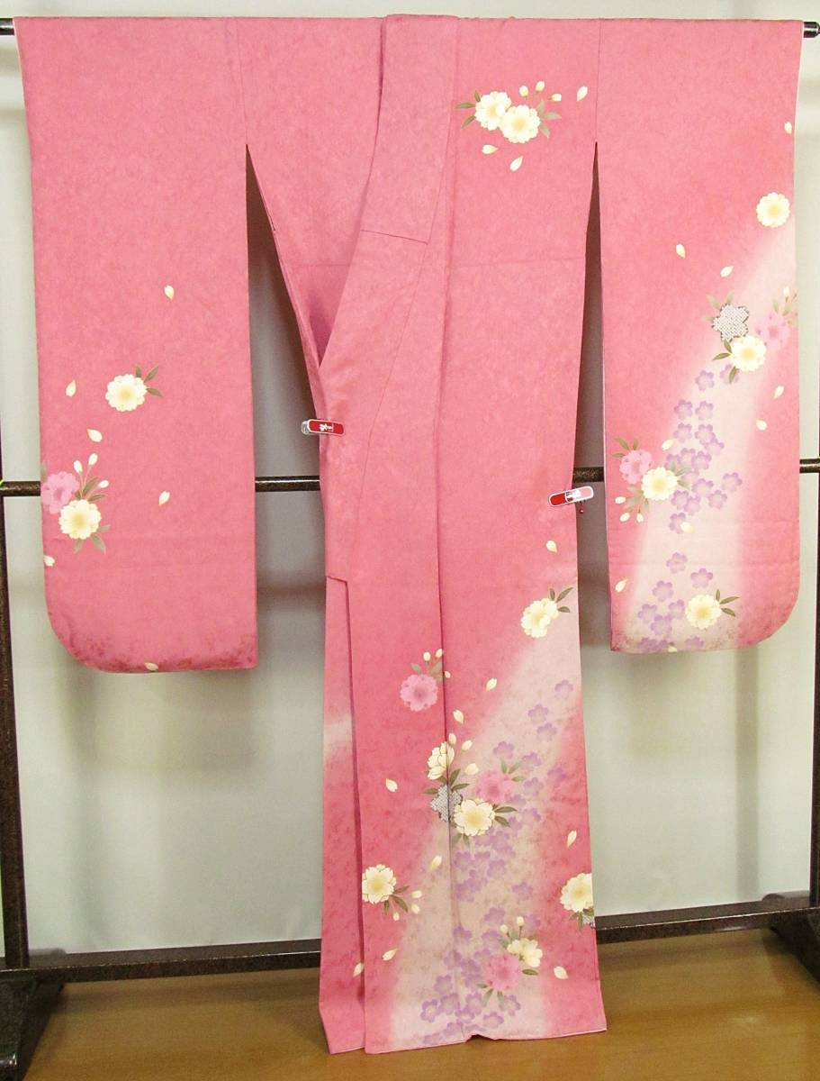 さ195　正絹　振袖　ピンク色系地　桜柄　美品　身丈169ｃｍ_画像7