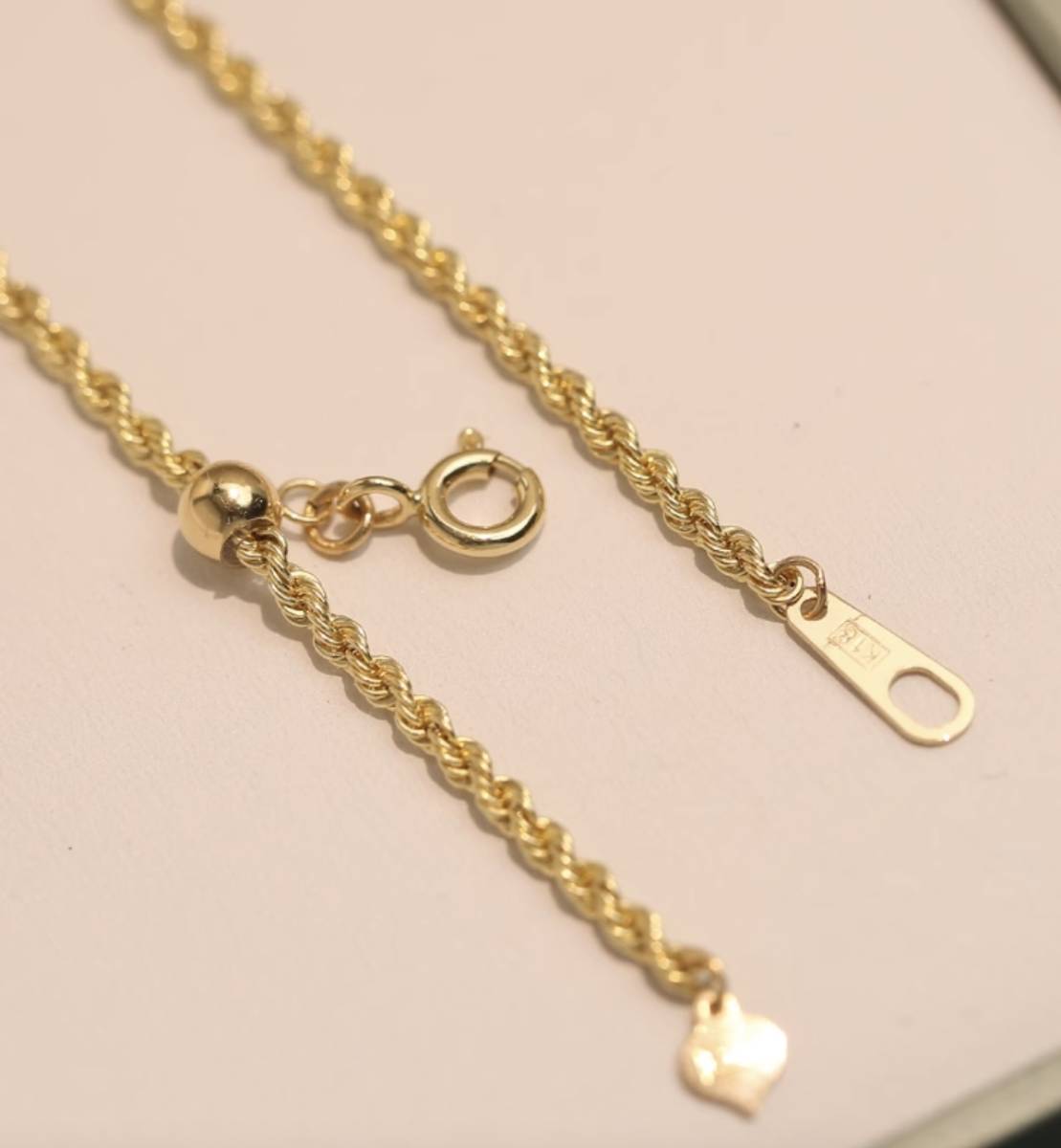 K18YG イエローゴールド 18K ねじり ロープチェーン 綱 ブレスレット-