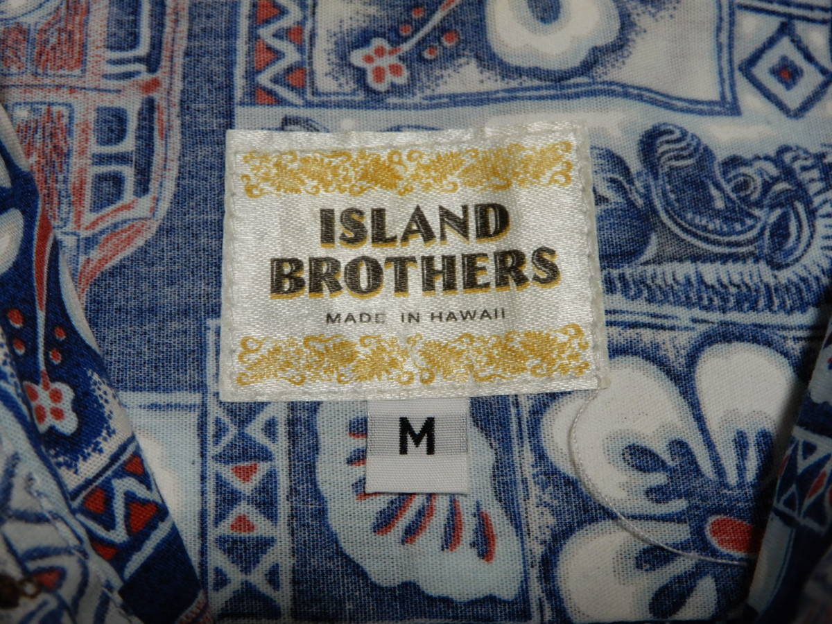 ISLAND BROTHERS/ Islay ndo Brothers USA made (HAWAII) Kids aloha shirt pull over M blue group unused 