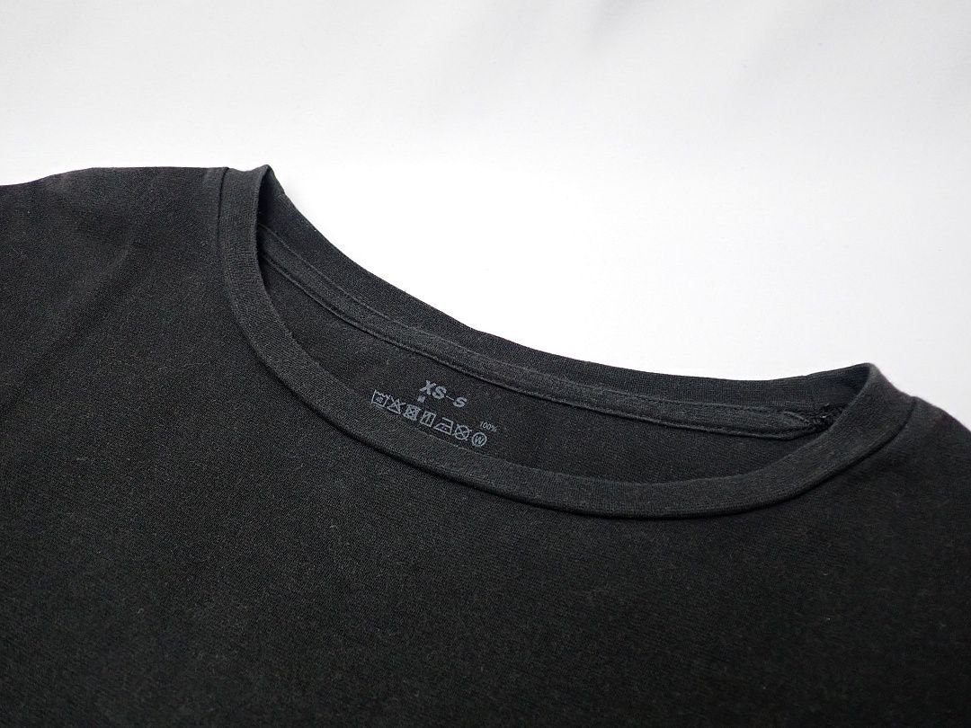 無印良品 レディース コットン クルーネック 半袖 Tシャツ ブラック XS-S 中古B 【送料無料】 A-7895_画像3
