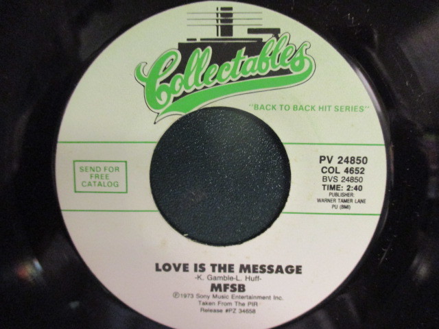 MFSB ： Love Is The Message 7'' / 45s (( Gamble & Huff )) c/w TSOP( The Sound Of Philadelphia ) (( 落札5点で送料当方負担_画像1