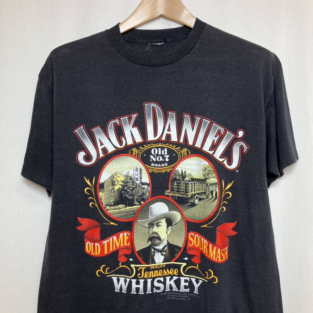 【80s】JACK DANIEL'S ジャックダニエル ヴィンテージ Tシャツ XL相当 ブラック 半袖／黒 ビンテージ_画像3