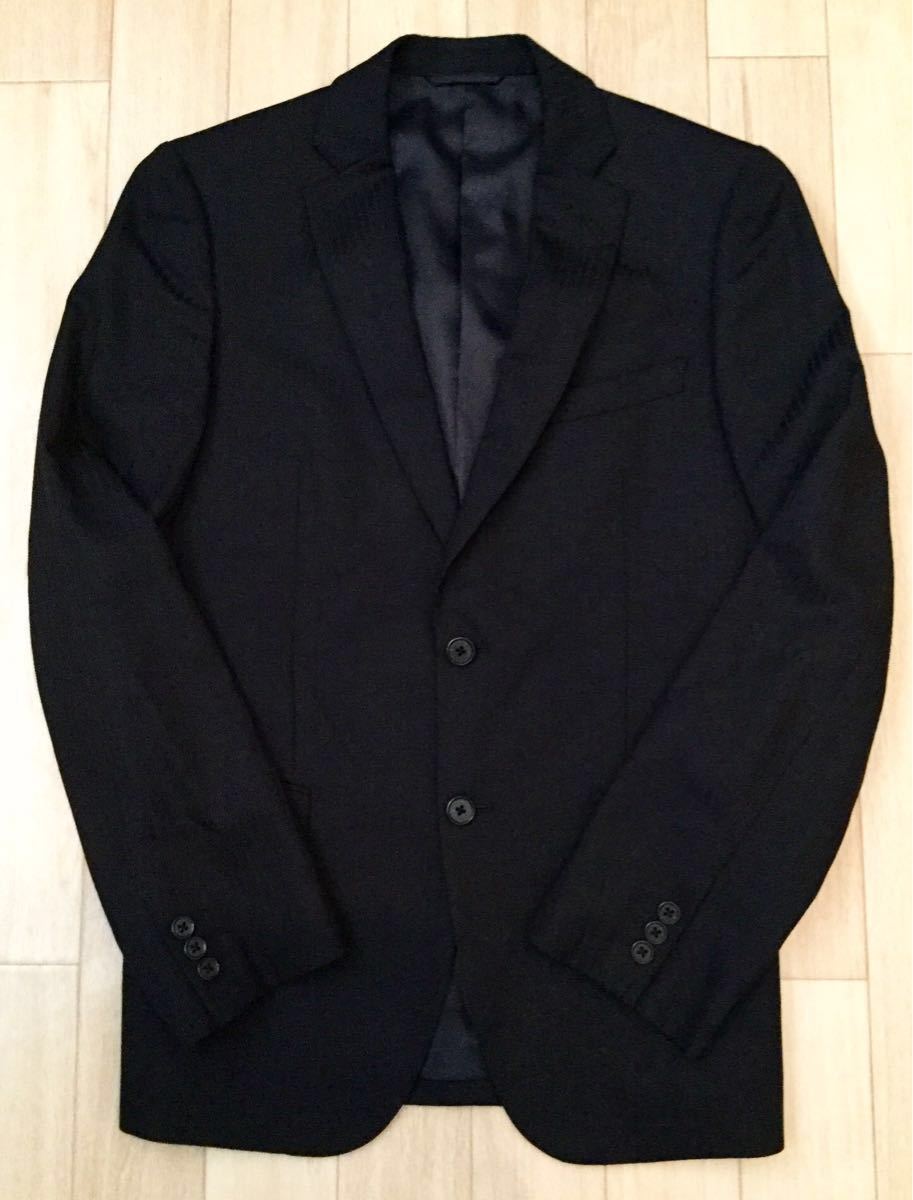 美品「The Suit Company」ストライプ柄 2Bスーツジャケット Black SIZE:M ウールマークブレンド センターベント_画像1
