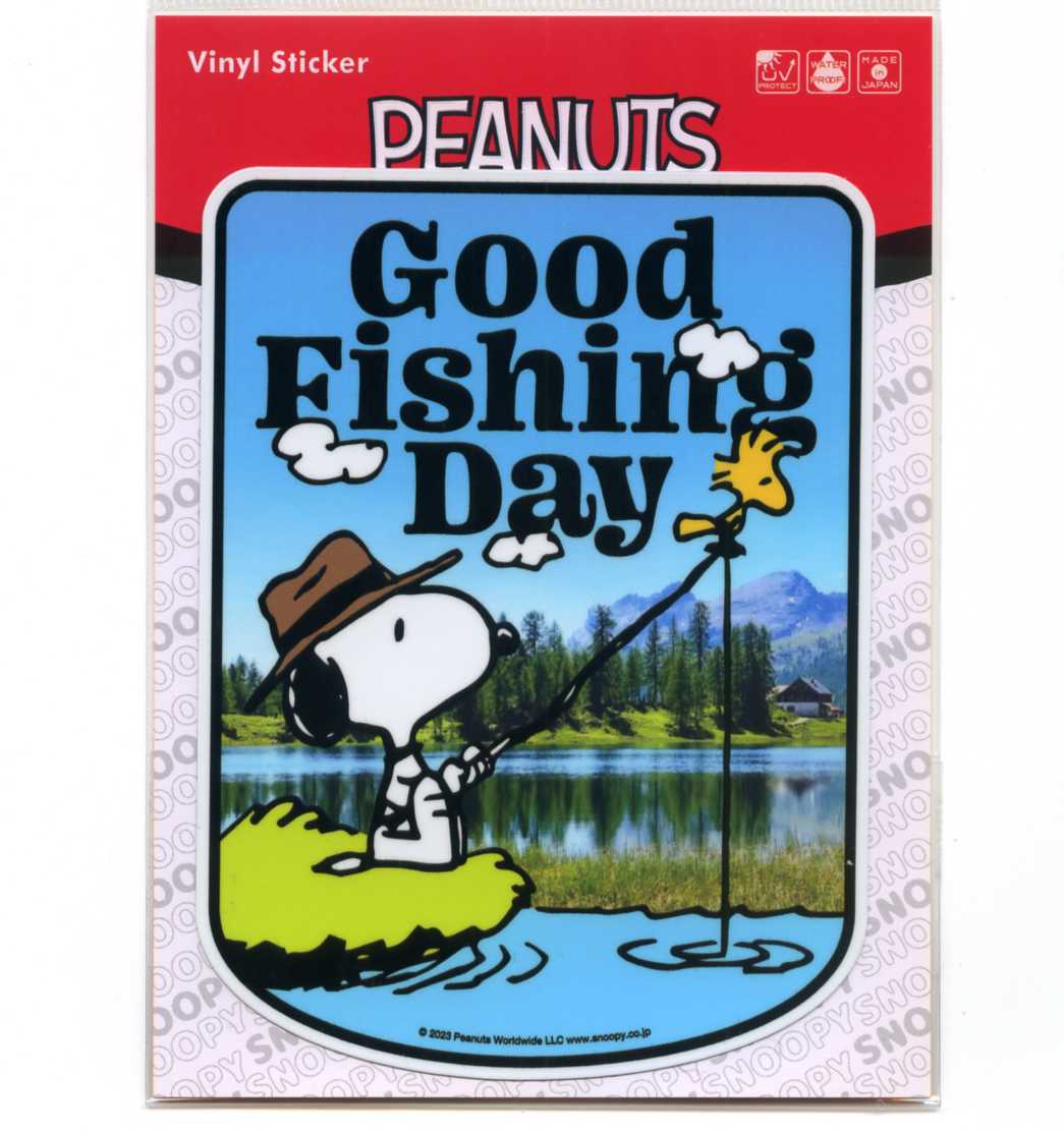 １枚　PEANUTS(ピーナッツ)ステッカー　スヌーピー(GOOD FISHING DAY) 【SNO007】_画像1