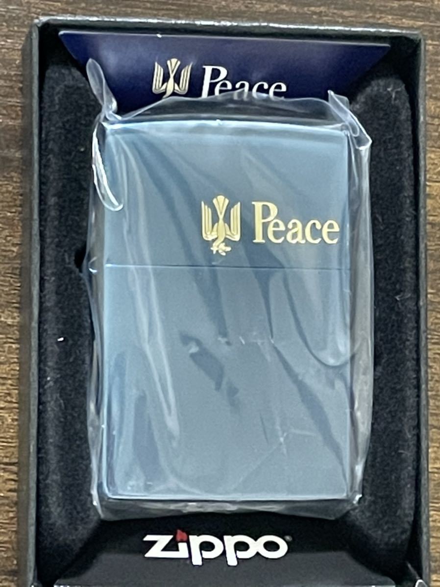 zippo Peace ブルーチタン 希少 刻印 限定品 たばこメーカー 2018年製 ピース 懸賞品 PEACE デットストック ケース 保証書