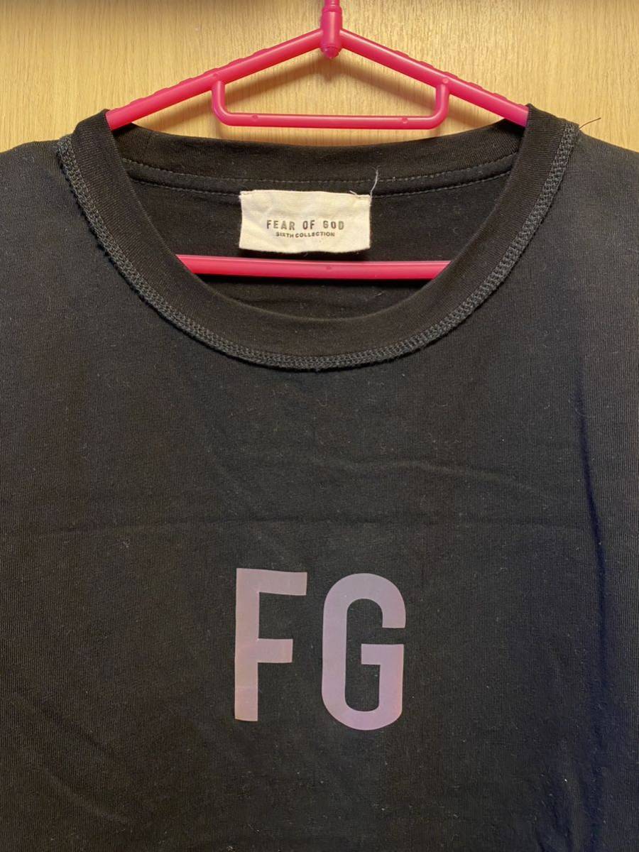 正規 19SS FEAR OF GOD フィア オブ ゴッド SIXTH COLLECTION FG リフレクション ロゴ インサイドアウト Tシャツ 黒 S RN 139190 FG20-004_画像2