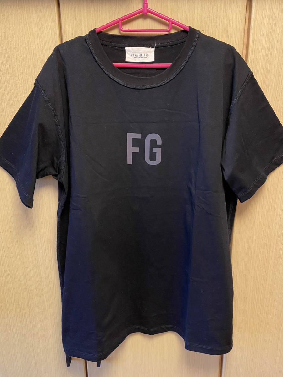 正規 19SS FEAR OF GOD フィア オブ ゴッド SIXTH COLLECTION FG リフレクション ロゴ インサイドアウト Tシャツ 黒 S RN 139190 FG20-004_画像1