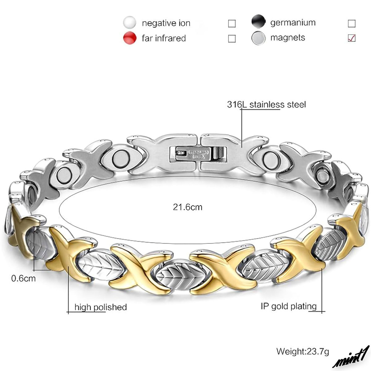 [ leaf × Cross дизайн ] германий браслет нержавеющая сталь аллергия свободный мода женский серебряный 