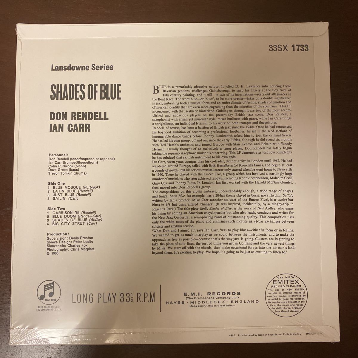 新品未開封 Don Rendell Ian Carr Quintet / Shades Of Blue アナログ盤 ドン・レンデル イアン・カー Jazzman 名盤 LP 再発盤 180g重量盤_画像2