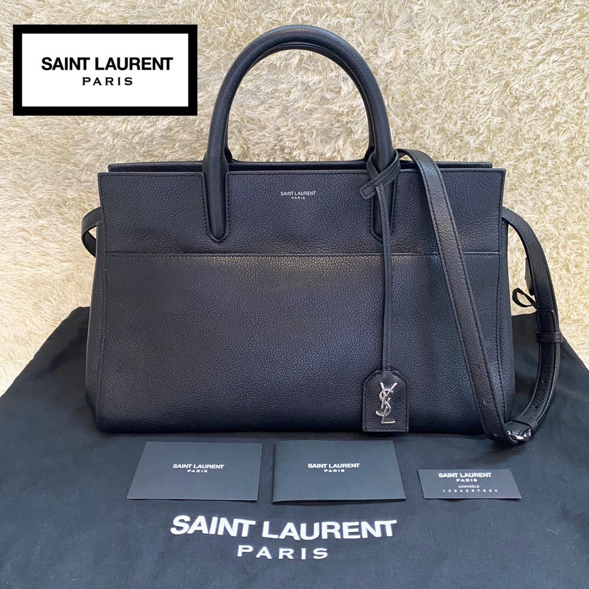 贈り物 サンローラン Laurent Saint 極美品 2way ショルダーバッグ ハンドバッグ 黒 ブラック リヴゴーシュ カバ バッグ かばん、バッグ