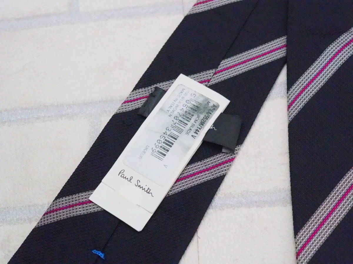 ポールスミス Paul Smith】タグ付き 裏ドット ストライプ柄 ネクタイ