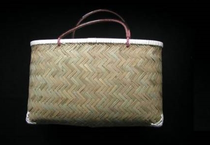 **[ free shipping ] new goods * bamboo shopping basket bamboo leather attaching * width 39.**