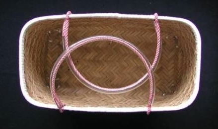 **[ free shipping ] new goods * bamboo shopping basket bamboo leather attaching * width 39.**