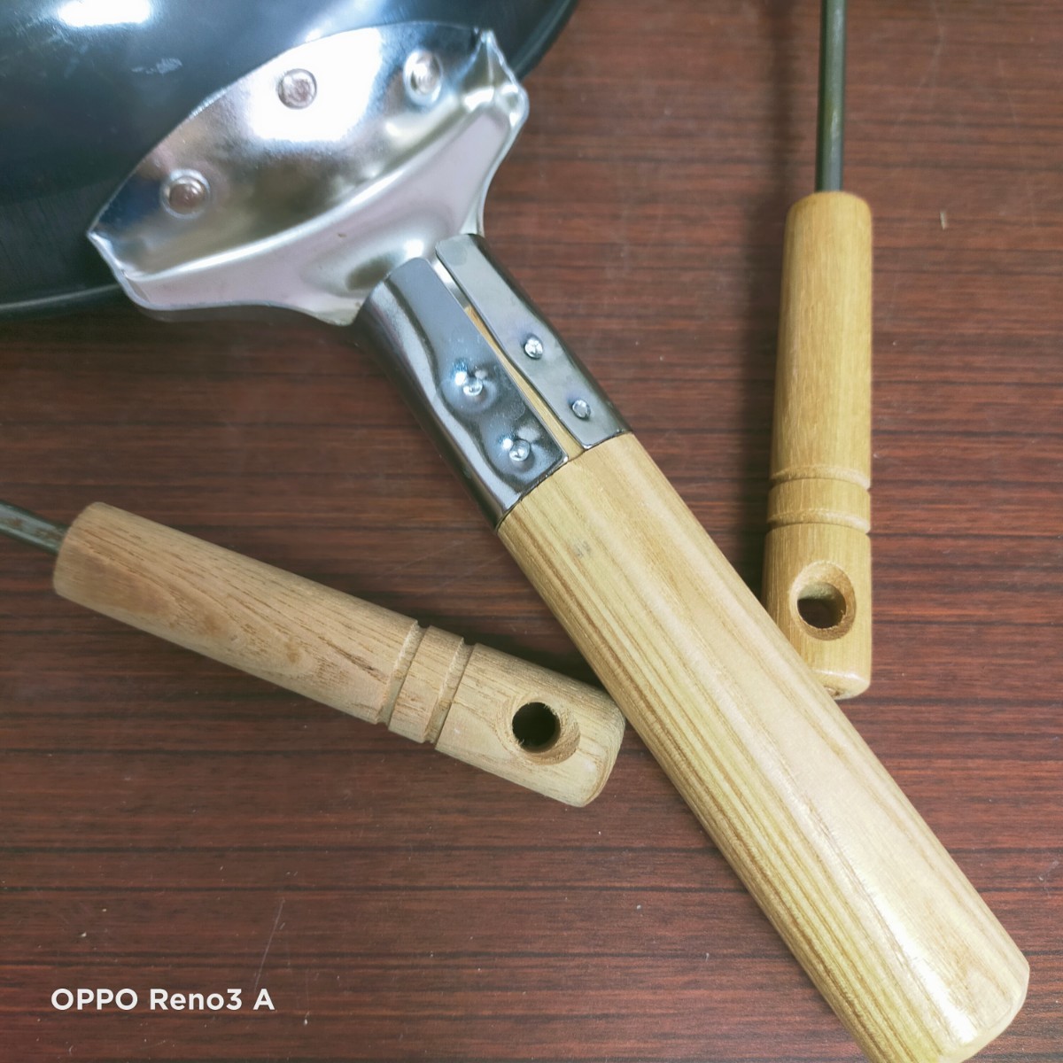 フライパン天ぷら鍋鉄鍋中華鍋調理器具木柄おたま油きり3点セット