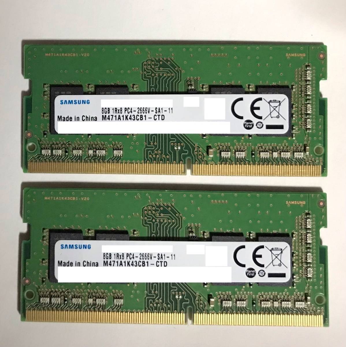 ◇送料無料◇【SAMSUNG PC4-2666V】ノートPC用DDR4メモリ8GB 2枚計